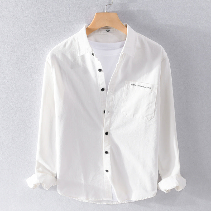 Herren Leichtes Baumwoll-Langarmhemd im Overshirt‑Stil mit Pattentasche und kontrastreichen Knöpfen Echoarchiv