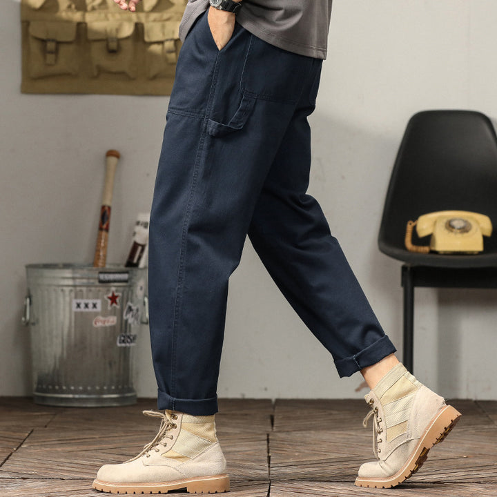 Herren Tapered-Cargohose im Utility-Stil mit gekrempeltem Saum und elastischem Bund Echoarchiv