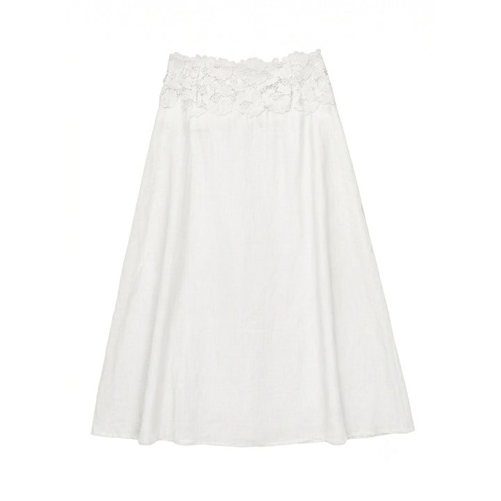 Damen Eleganter Leinenrock mit Spitzenbund Echo Archiv