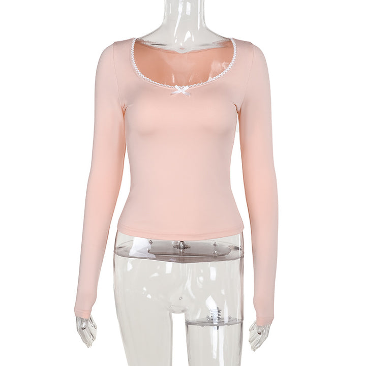 Damen Langarmshirt mit elegantem Rundhalsausschnitt und feinen Spitzenakzenten Echo Archiv