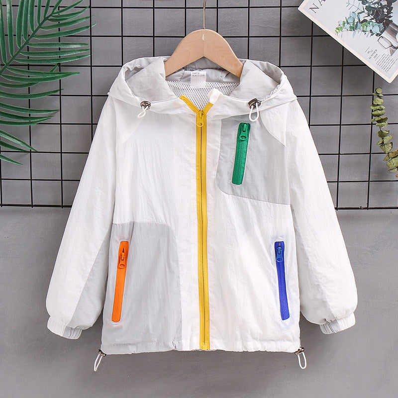 Damen nan leichte Kapuzen-Colorblock-Outdoorjacke mit Mesh-Futter und Mehrfach-Reißverschlusstaschen Echo Archiv