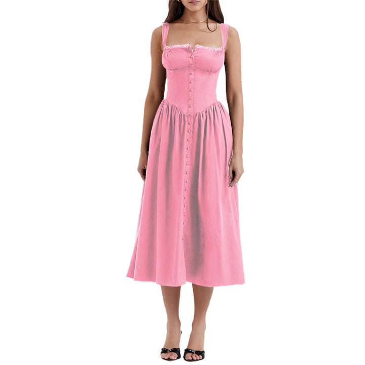 Damen Maxi-Kleid mit knöpfbarem Oberteil und schwingendem Rock Echo Archiv