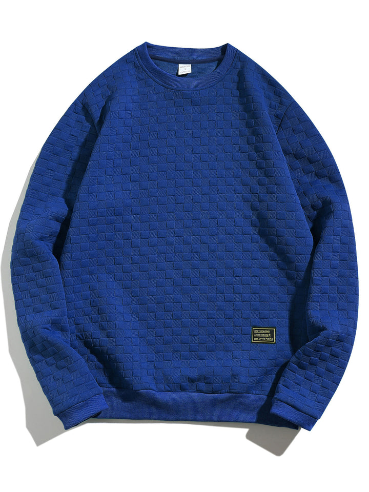 Herren lässiger Struktur-Sweater mit Rundhalsausschnitt und elastischen Bündchen Echoarchiv
