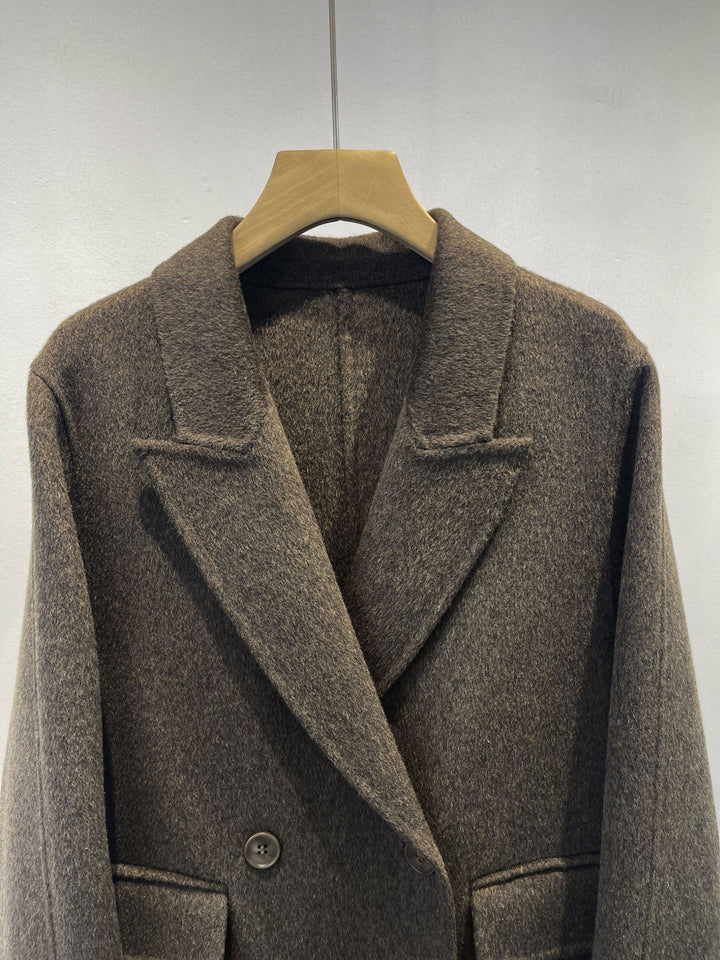 Damen Eleganter Wollmischung Peacoat Echoarchiv