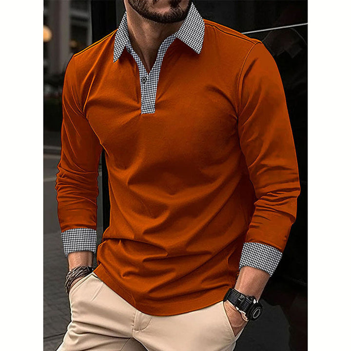 Herren Langarm Poloshirt mit modernem Kragen und Kontrastdetails Echoarchiv