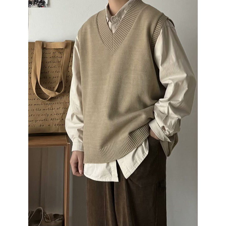 Herren Modischer Grobstrickpullover ohne Ärmel Echoarchiv