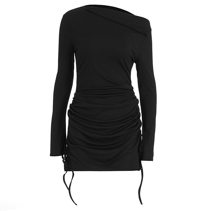 Damen Elegantes figurbetontes Kleid mit asymmetrischem Ausschnitt und Raffungen Echo Archiv