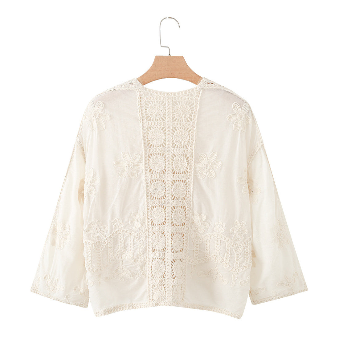 Damen Kurze Häkel- und Stickjacke im Boho-Kimono-Stil mit Bindeband Echo Archiv