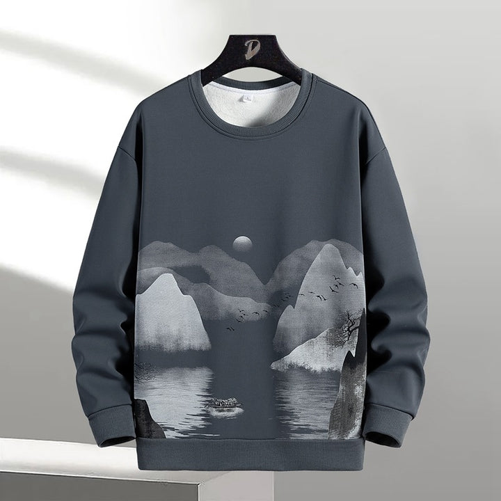 Unisex Oversize‑Sweatshirt mit Pinsel‑Print & geripptem Saum Echoarchiv