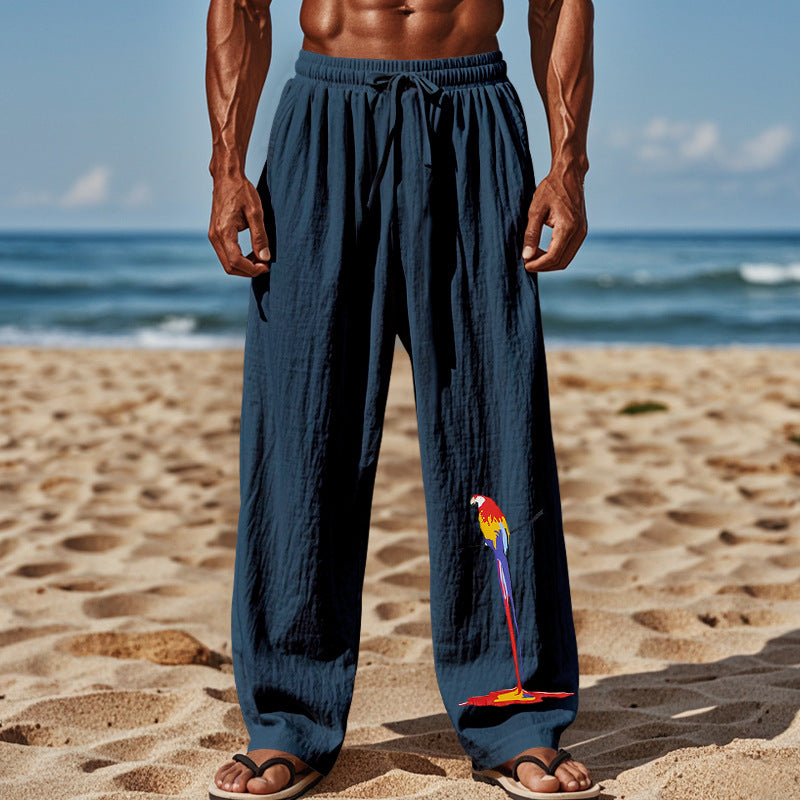 Herren Strandhose aus leichtem, atmungsaktivem Gewebe mit buntem Print Echoarchiv