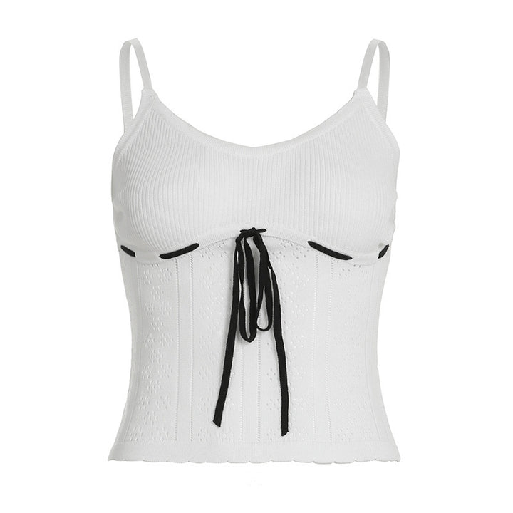 Damen sportliches Trägershirt mit innovativem Schnitt und dekorativem Bindeband Echo Archiv