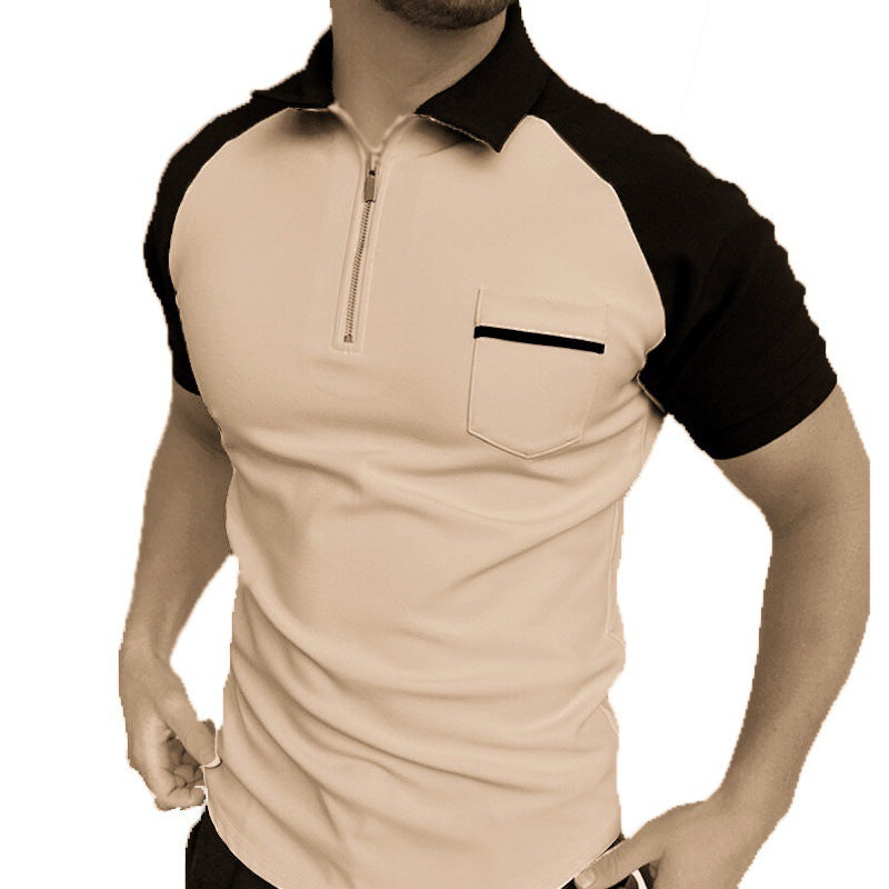 Herren Kurzarm Poloshirt mit funktionalem Reißverschluss und Brusttasche Echoarchiv