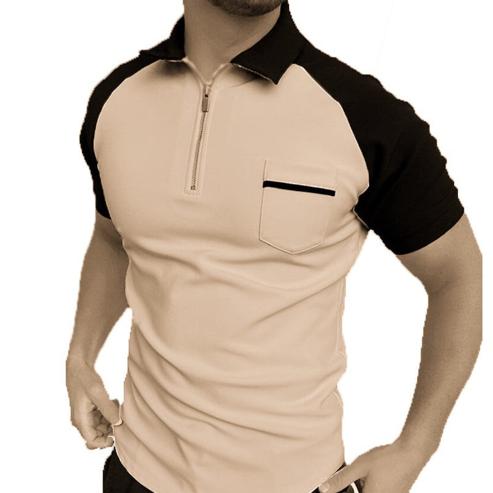 Herren Kurzarm Poloshirt mit funktionalem Reißverschluss und Brusttasche Echoarchiv