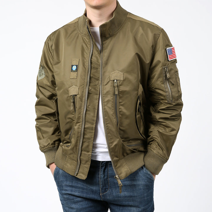 Herren Piloten-Bomberjacke mit Utility-Ärmeltasche, Reißverschluss-Front und Rippbündchen Echo Archiv