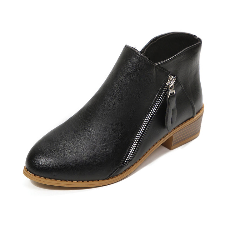 Damen Kurzschaftstiefelette mit seitlichem Reißverschluss und niedrigem Blockabsatz Echoarchiv