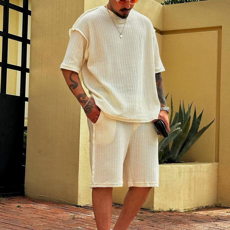 Herren lässiges Oversized-Strickshirt mit luftiger Webstruktur Echoarchiv