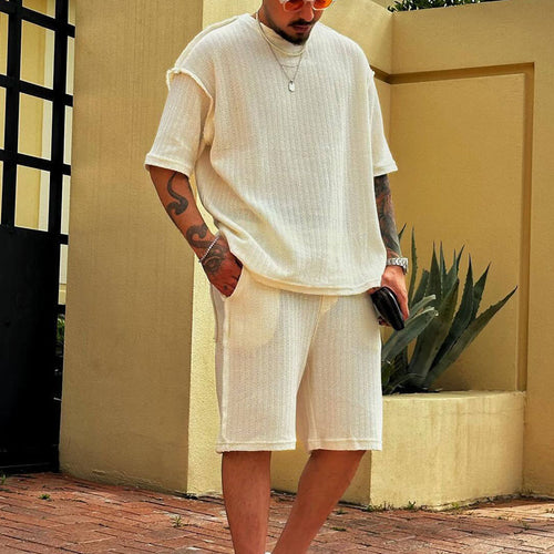 Herren lässiges Oversized-Strickshirt mit luftiger Webstruktur Echoarchiv