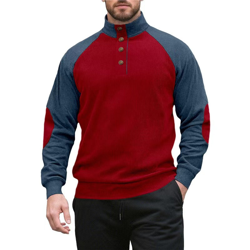 Herren sportlicher Stehkragenpullover mit strukturiertem Fleece-Aussehen Echoarchiv