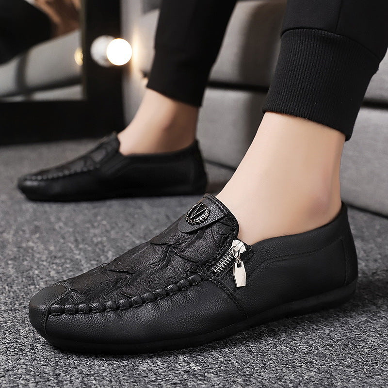 Herren elegante Lederoptik Slipper mit Zierreißverschluss, handgenähter Mokassinnaht und flexibler Komfortsohle Echo Archiv