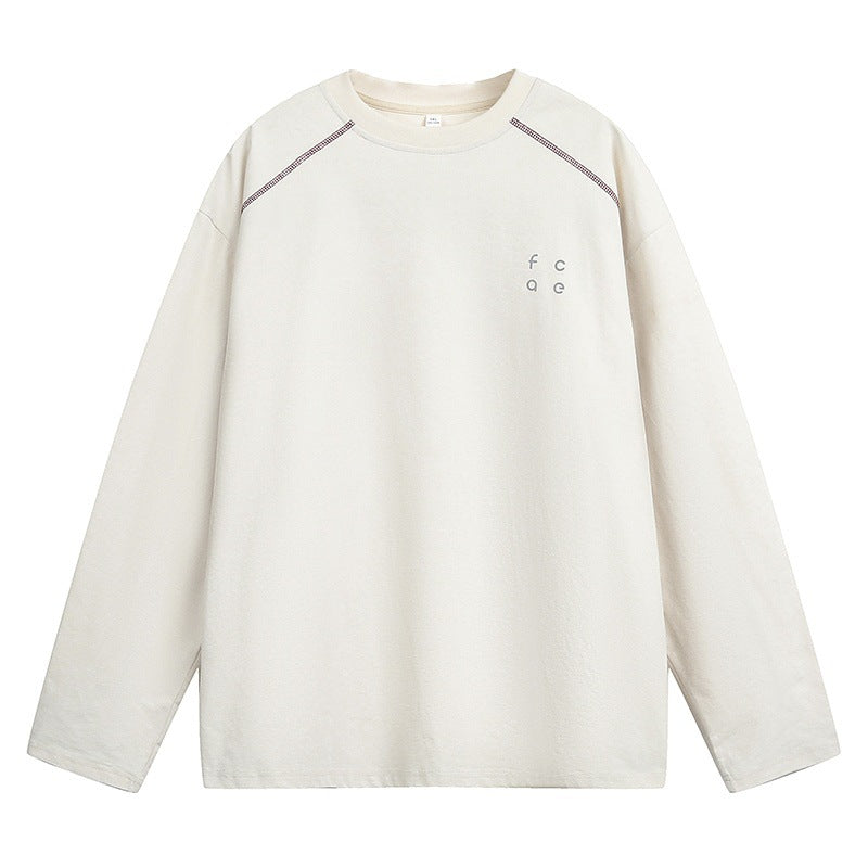 Unisex Oversize Langarmshirt aus Baumwollmix mit Raglannähten und minimalistischer Bruststickerei Echo Archiv