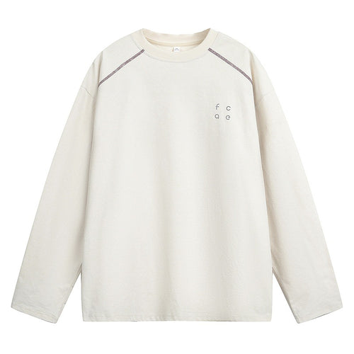 Unisex Oversize Langarmshirt aus Baumwollmix mit Raglannähten und minimalistischer Bruststickerei Echo Archiv