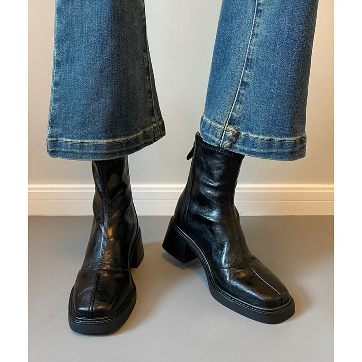 Damen Stiefeletten mit dickem Absatz und Reißverschlussverschluss – Varelle