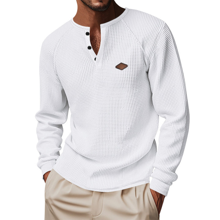 Herren nan Thermo Waffelshirt Henley mit Knopfleiste und Raglanärmeln Echo Archiv