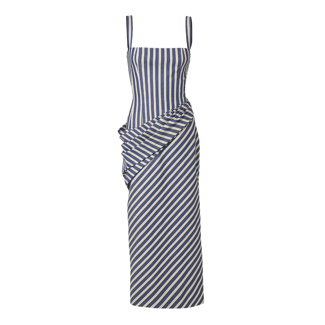 Damen Maxikleid mit asymmetrischen Drapierungen und hohem Schlitz Echo Archiv