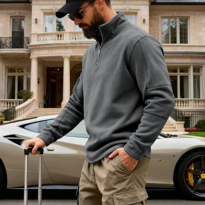Herren Halbzip-Sweatshirt mit Stehkragen und markanten Nahtdetails – Cavarno