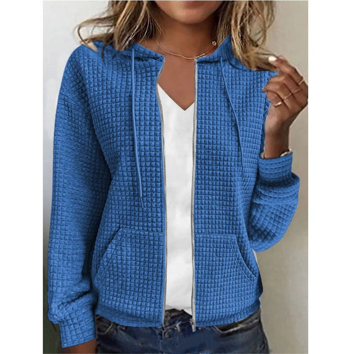 Damen Kapuzenjacke mit Waffelstruktur, Reißverschluss und Eingrifftaschen Echoarchiv