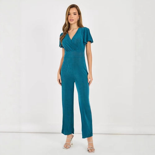 Damen eleganter Jumpsuit mit fließendem Schnitt und detailreichen Puffärmeln Echo Archiv