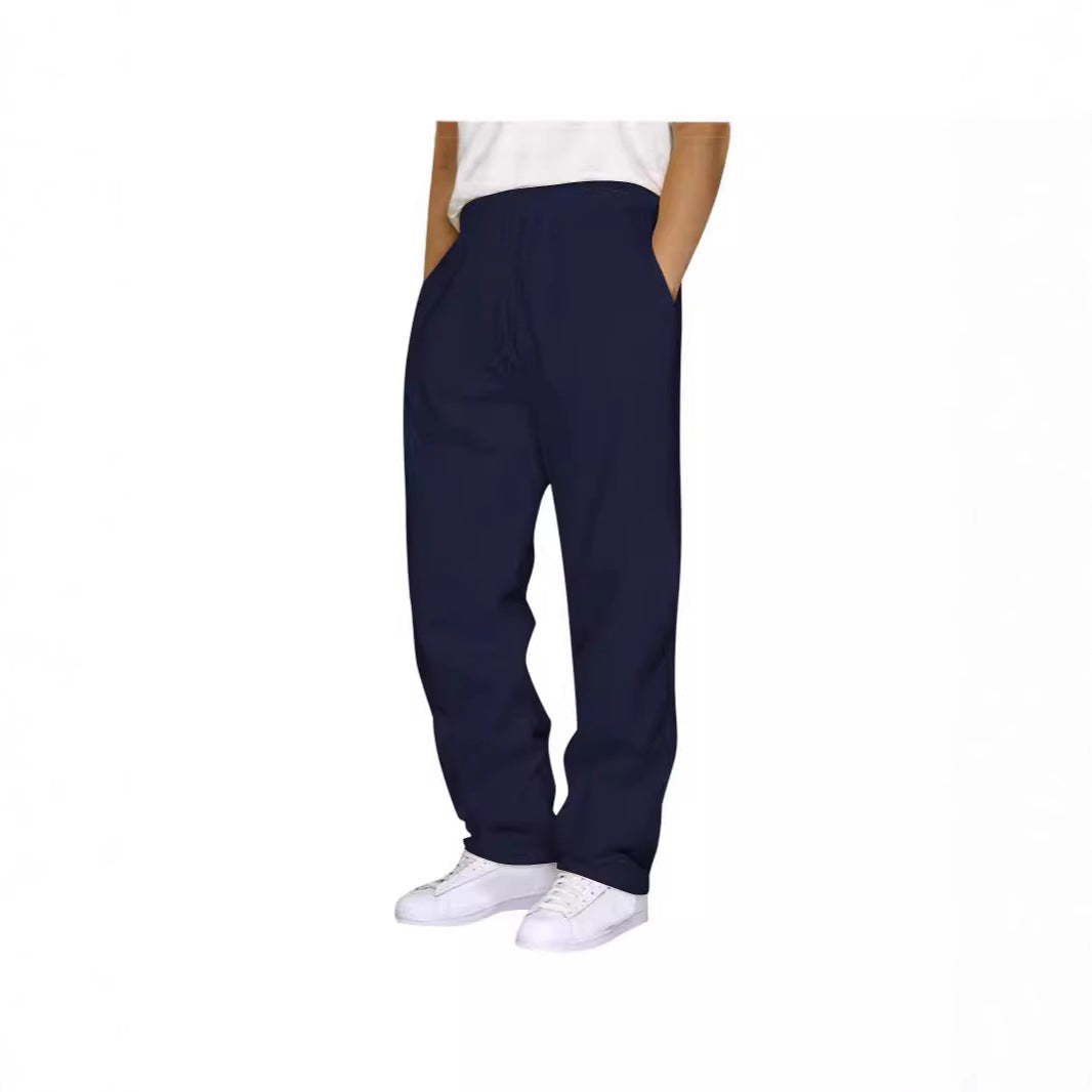 Damen ungekürzte Relax-Freizeithose mit hohem Komfortbund, innenliegendem Kordelzug und seitlichen Eingrifftaschen – Avélisse