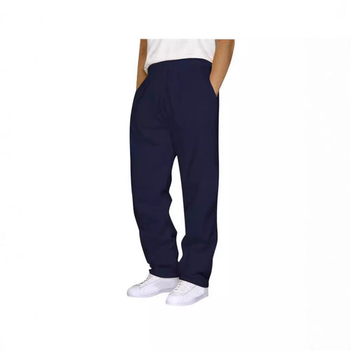 Damen ungekürzte Relax-Freizeithose mit hohem Komfortbund, innenliegendem Kordelzug und seitlichen Eingrifftaschen – Avélisse