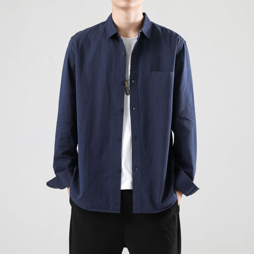 Herren Lockeres Baumwoll-Overshirt mit Brusttasche und leichter Struktur Echo Archiv