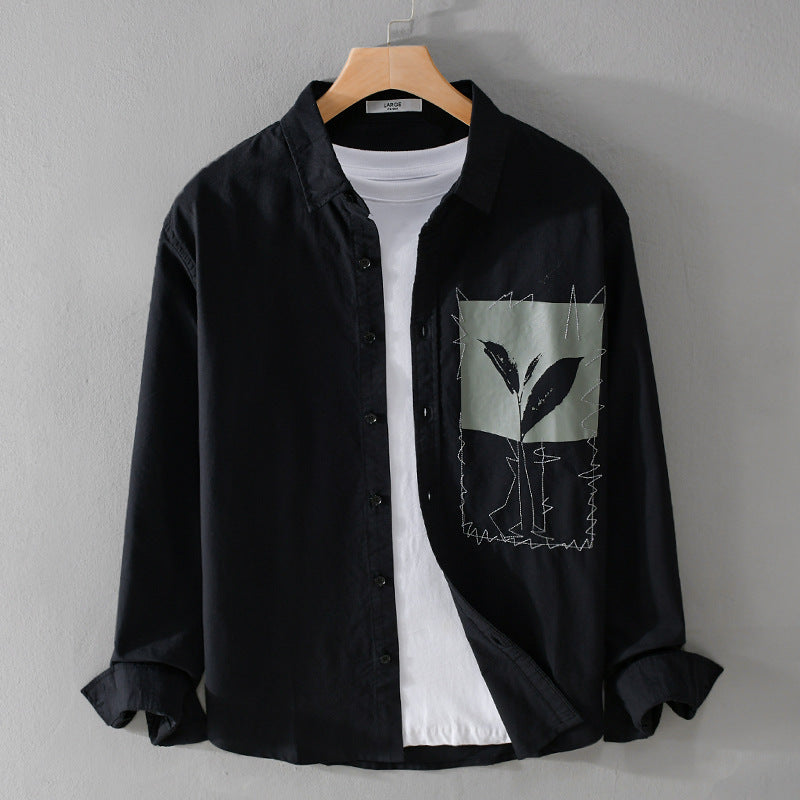 Herren Overshirt-Hemd mit Print-Patch und integriertem T-Shirt Echoarchiv