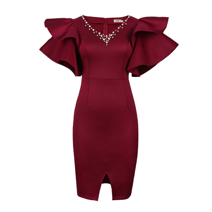 Damen figurbetontes Midi-Kleid mit voluminösen Rüschensäumen und Glitzerakzenten Echo Archiv