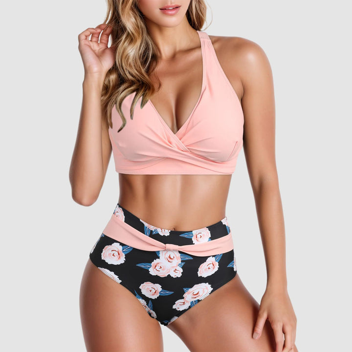 Damen Trendiger Hochschnitt-Bikini mit Raffung Echo Archiv