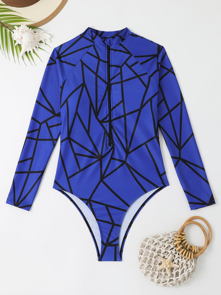 Damen Langarm-Badeanzug mit geometrischem Muster Echo Archiv