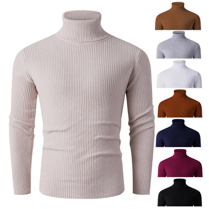 Herren eleganter Rollkragenpullover aus strukturiertem Strickmaterial Echoarchiv