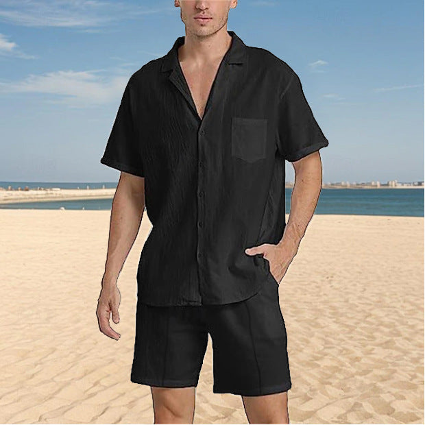 Herren Kurzarmhemd und Shorts Set aus atmungsaktiver Baumwolle Echoarchiv