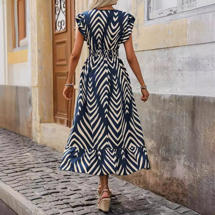 Damen Maxikleid mit V-Ausschnitt und Rüschendetails Echo Archiv