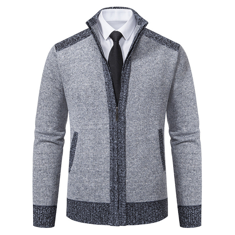 Herren Strukturiertes Grobstrick-Zipcardigan mit Stehkragen Echo Archiv