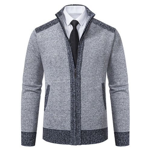 Herren Strukturiertes Grobstrick-Zipcardigan mit Stehkragen Echo Archiv