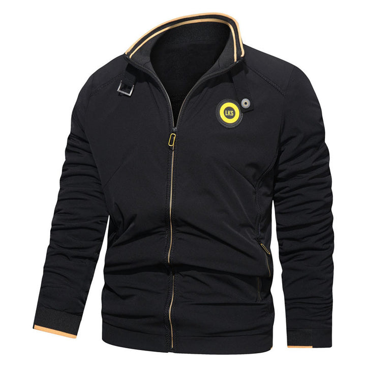 Herren Slim-Fit Urbanes Stehkragen-Blouson mit Reißverschluss, kontrastierten Bündchen und Zierapplikationen – Taviero