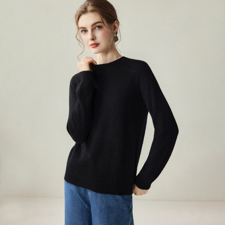 Damen Leichter Rundhalspullover aus Kaschmir‑Look mit extrafeinem Flor und geripptem Saum Echoarchiv