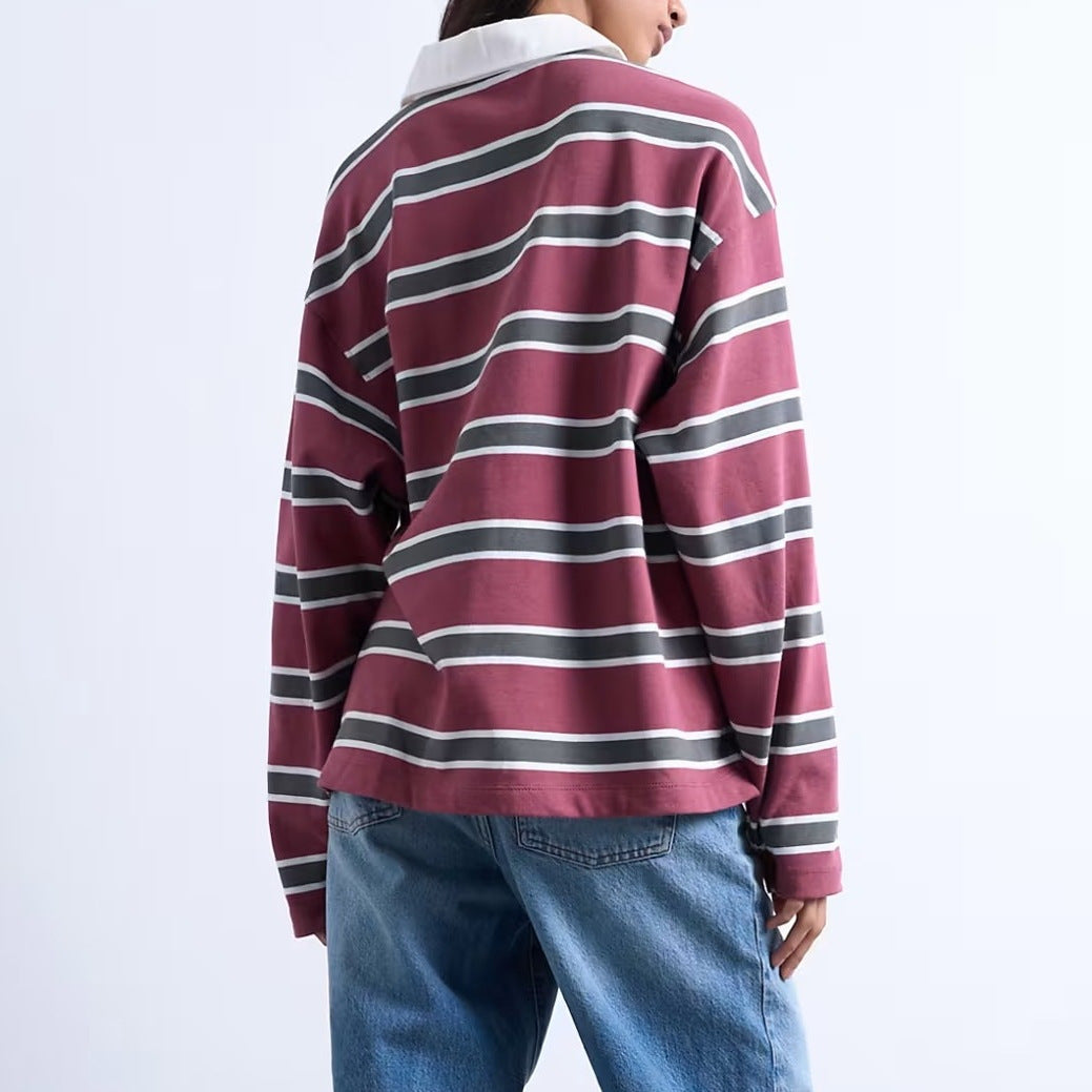 Damen Lässiger gestreifter Shirt mit Polokragen – Orélia