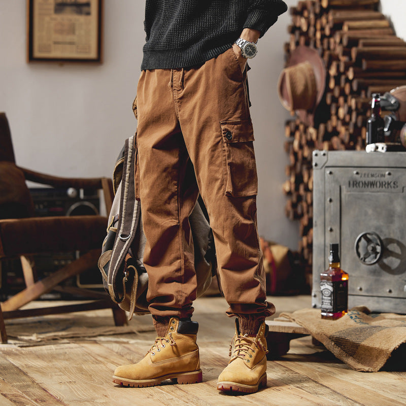 Herren Lässige Canvas-Cargojogginghose mit elastischem Saum, Klapp‑Cargo‑Taschen und verstärkten Knien Echo Archiv