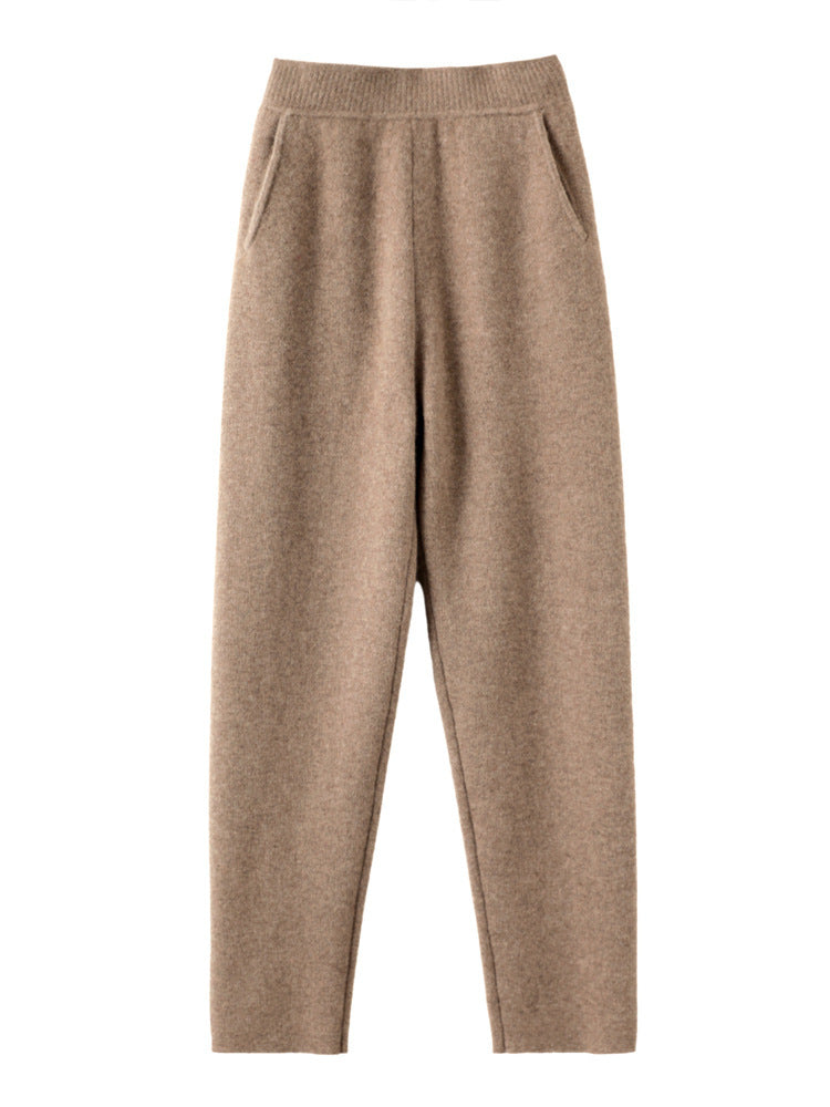Damen Hochtaillierte Strickhose mit kaschmirähnlicher Haptik und schmal zulaufendem Bein Echoarchiv