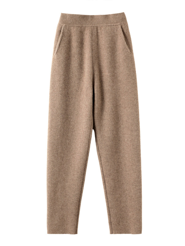 Damen Hochtaillierte Strickhose mit kaschmirähnlicher Haptik und schmal zulaufendem Bein Echoarchiv