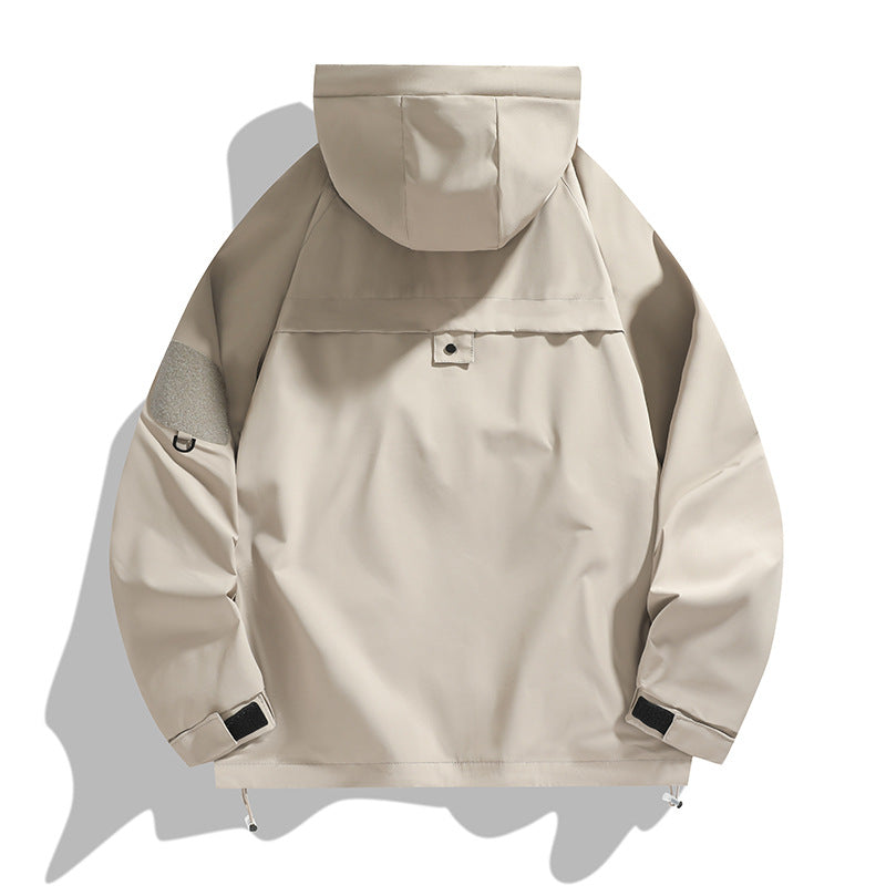 Herren atmungsaktiver Utility Hoodie-Jacke mit verdecktem Reißverschluss, Mehrzwecktaschen und verstellbaren Ärmelbündchen – Cavarno